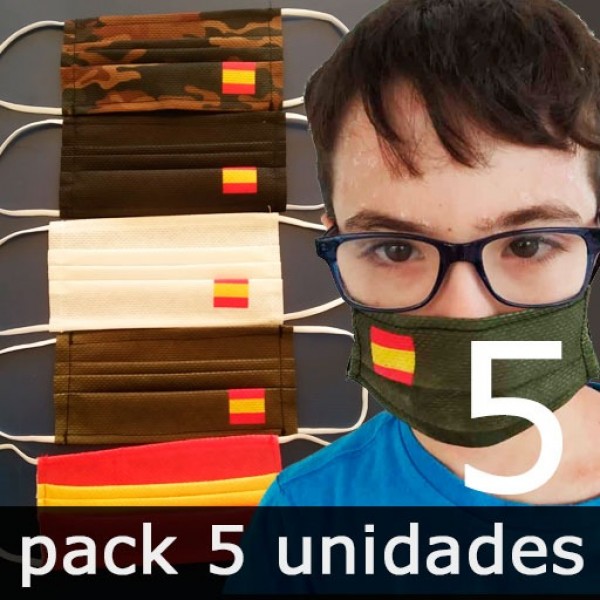 Mascarillas para Niños Higiénicas Reutilizables (España) - Pack 5 Unidades